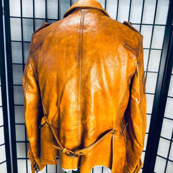 DSquared2 Vintage Camel Luxury Leather Jacket - Picture 10 of 16